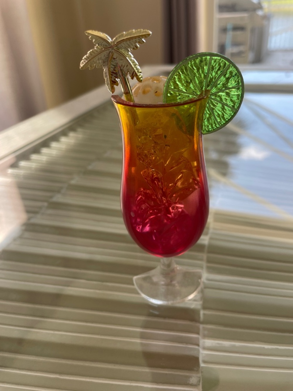 Ombré Decorative Cocktail Glass with Green Lime Accent - Unbranded